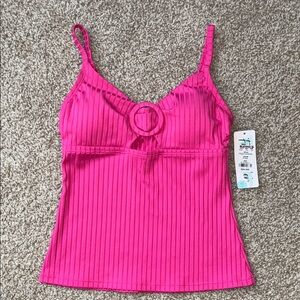 NEW Freshwater Center Front O-ring Pink Tankini Swim Top XS NWT